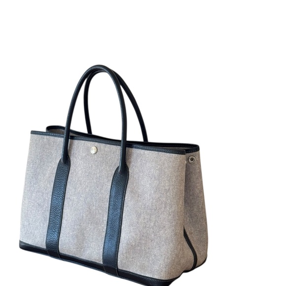 Hermes Garden Party Toile Buffle Skipper Canvas PM 36 Tote Black Shopping bag - Picture 1 of 16